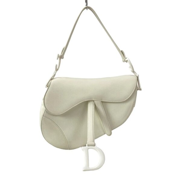 DIOR/ChristianDior Saddle Bag - White Leather 0********* Handbag - Picture 1 of 16